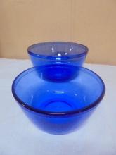1.5qt & 2.5qt Anchor Blue Glass Mixing Bowls