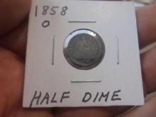 1858 O Mint Half Dime