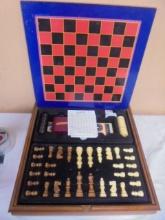 Wooden Checker/Chess Game Board Set