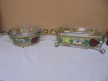2pc Set of Anchor Glass Baking Dishes in Metal Holders