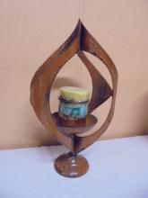 Beauiful Metal Art Candle Holder w/ New Candle