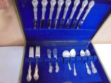 33pc Sterling Silver Service for 8 Minus 1 Spoon Flatware Set in Wooden Case