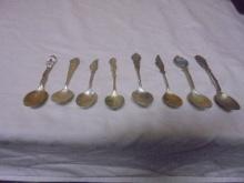 Group of 8 Sterling Silver Collector Spoons