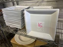 9.75 in. Square White China Plates