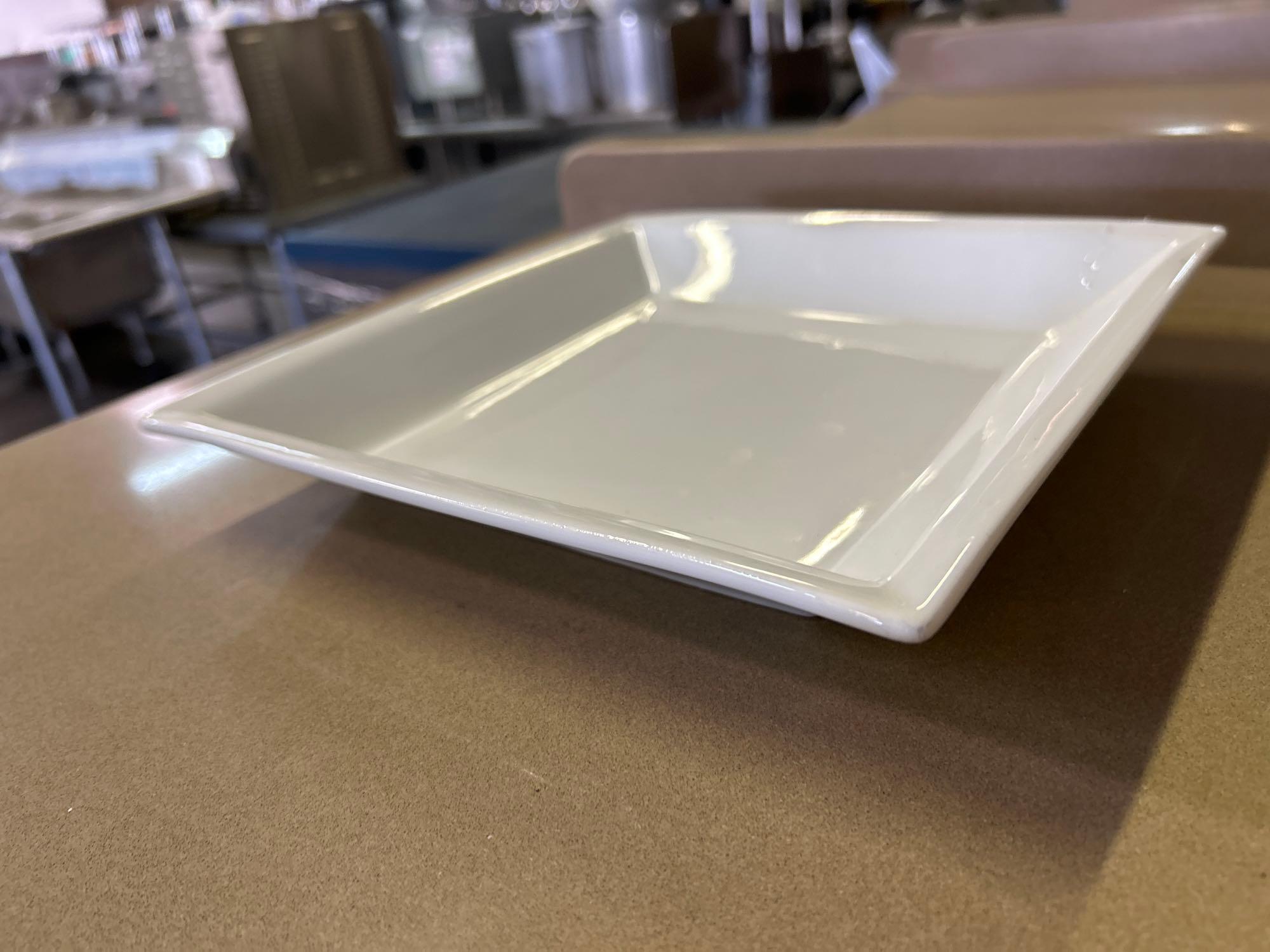 9.75 in. Square White China Plates