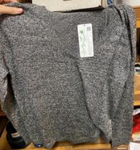 RESSENTIALS LONG SLEEVE GREY SHIRT, SIZE LARGE