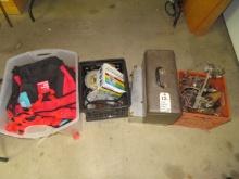 Toolboxes, Carry Bags, Milk Crates w/contents