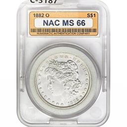 1882-O Morgan Silver Dollar NAC MS66