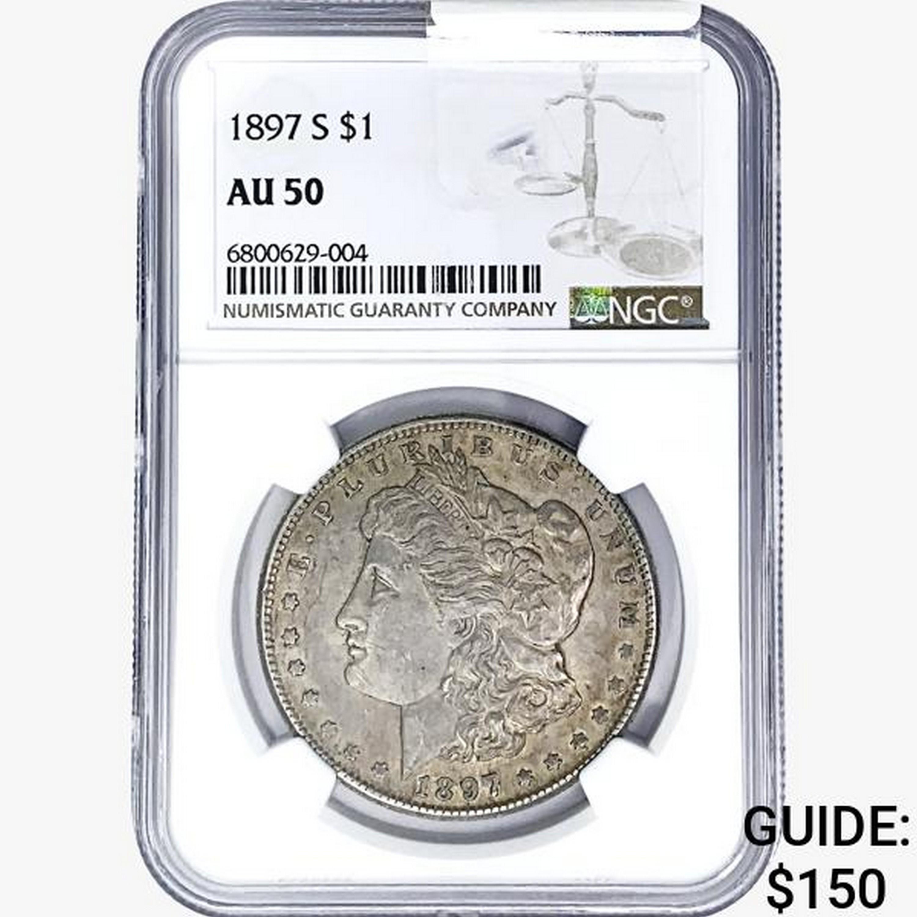 1897-S Morgan Silver Dollar NGC AU50