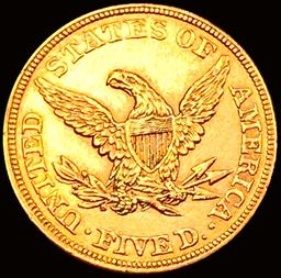 1861 $5 Gold Half Eagle UNCIRCULATED +