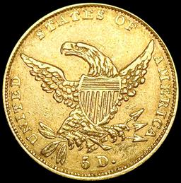 1834 Plain 4 $5 Gold Half Eagle NEARLY UNCIRCULATE