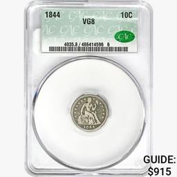 1844 CAC Seated Liberty Dime CAC VG8