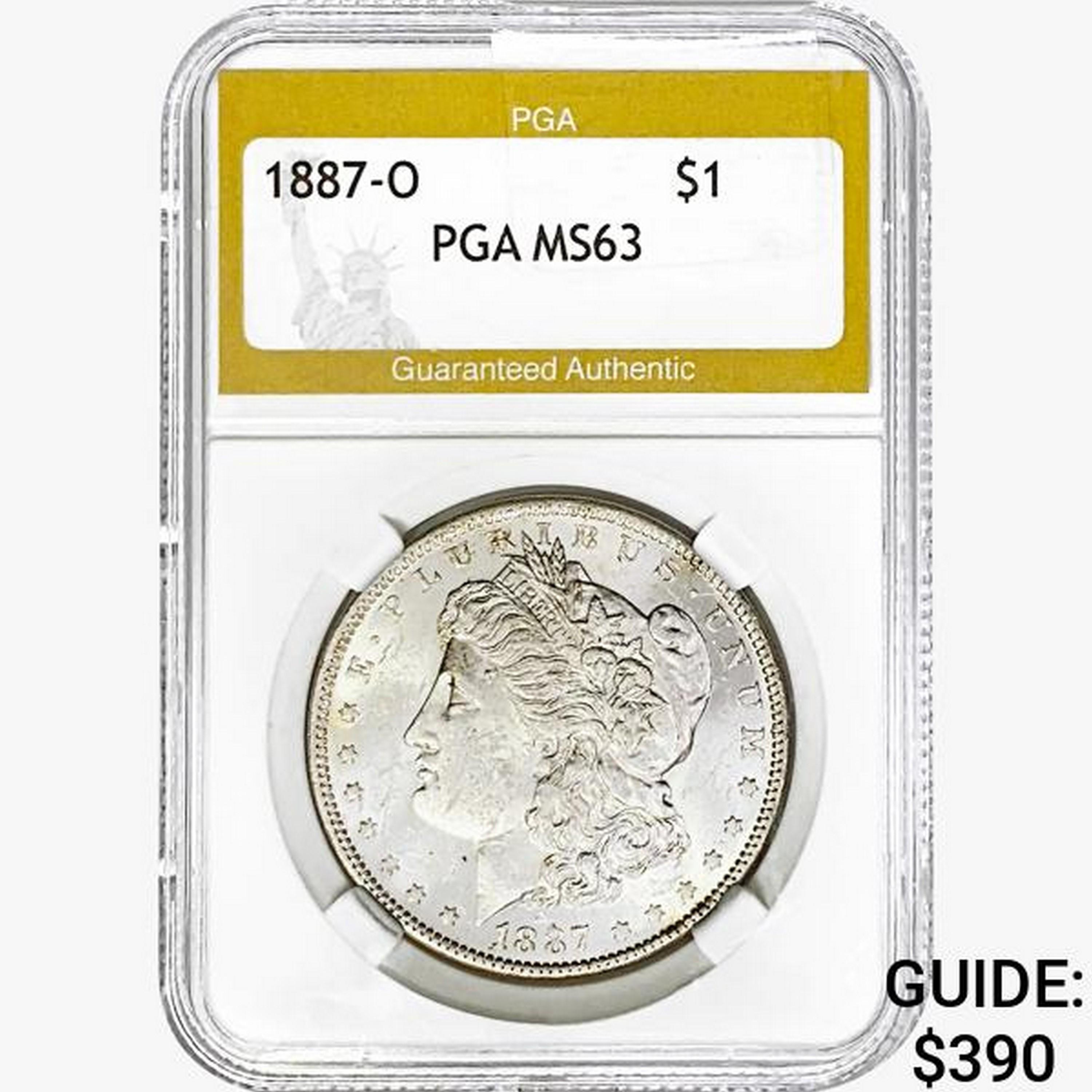 1887-O Morgan Silver Dollar PGA MS63