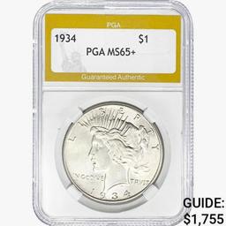 1934 Silver Peace Dollar PGA MS65+