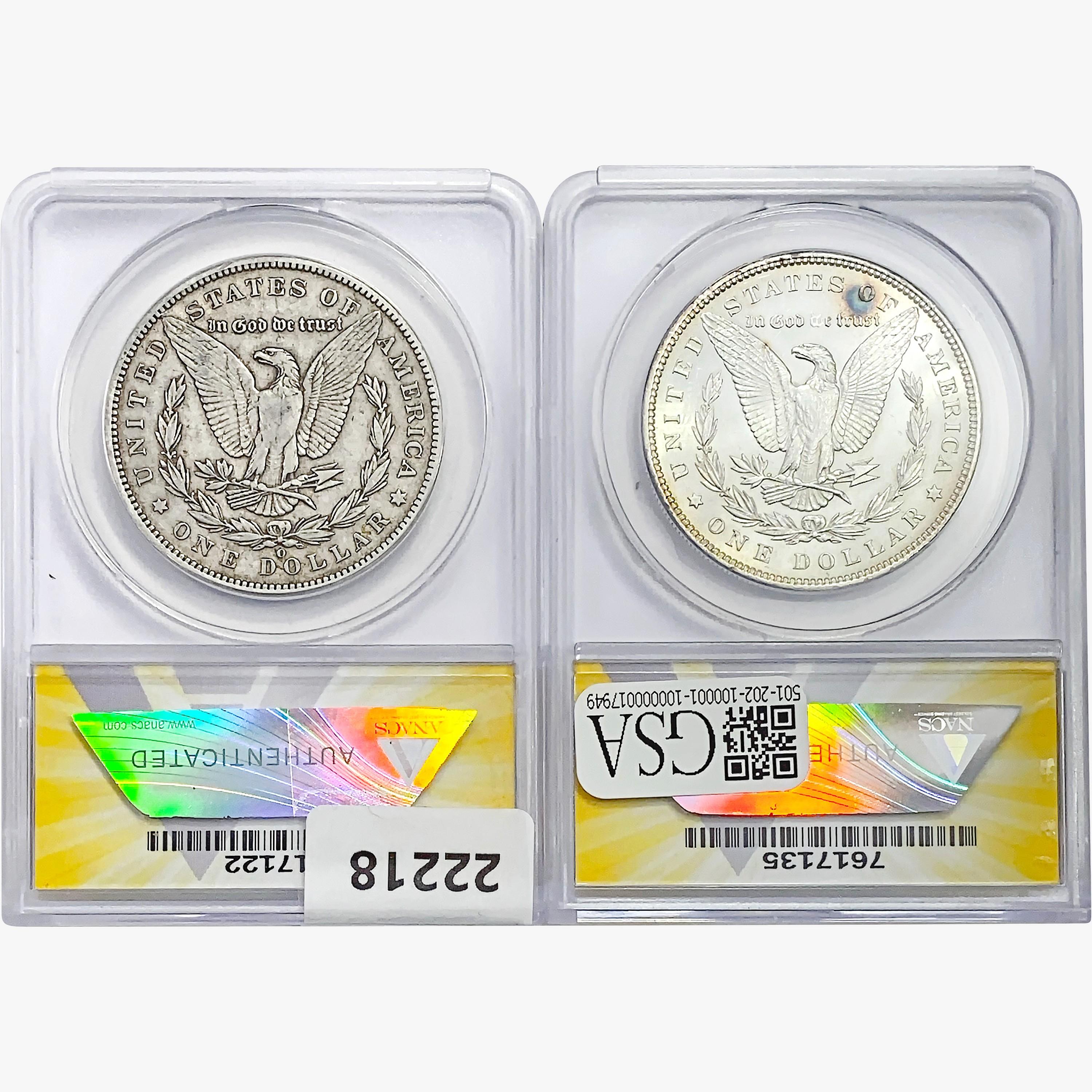 1892&1898 [2] Morgan Silver Dollar ANACS EF/MS