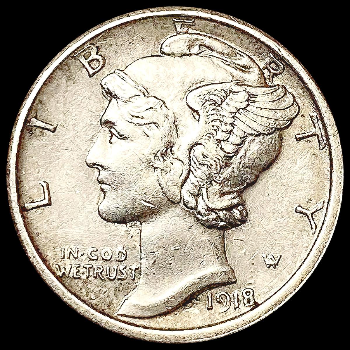 1918-S Mercury Dime CHOICE AU