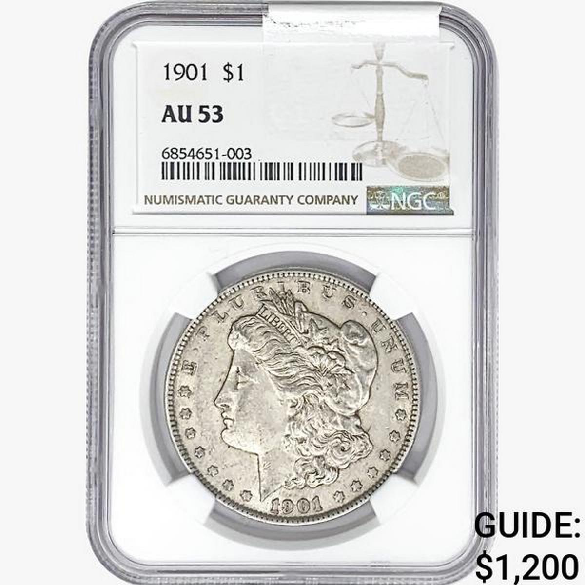 1901 Morgan Silver Dollar NGC AU53
