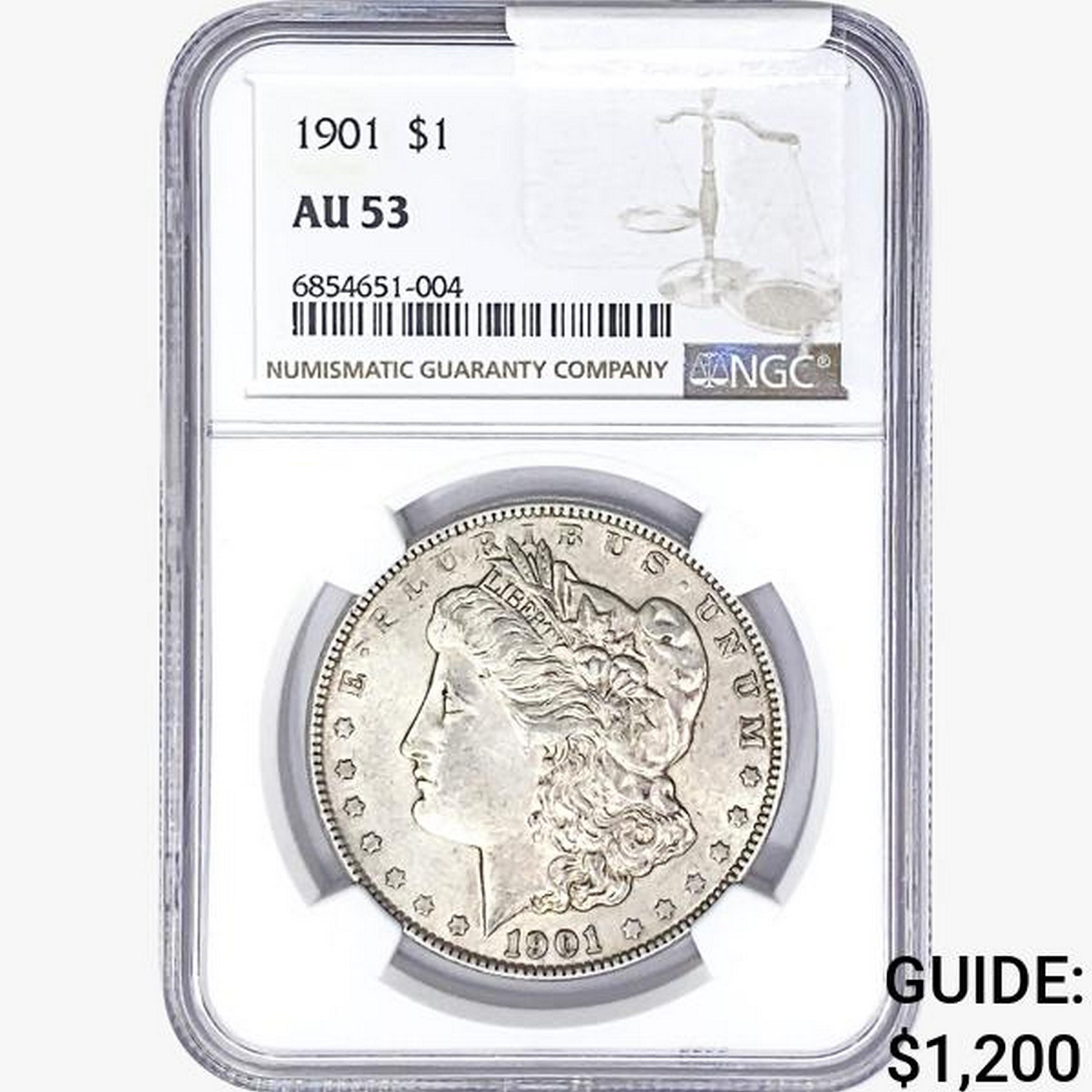 1901 Morgan Silver Dollar NGC AU53