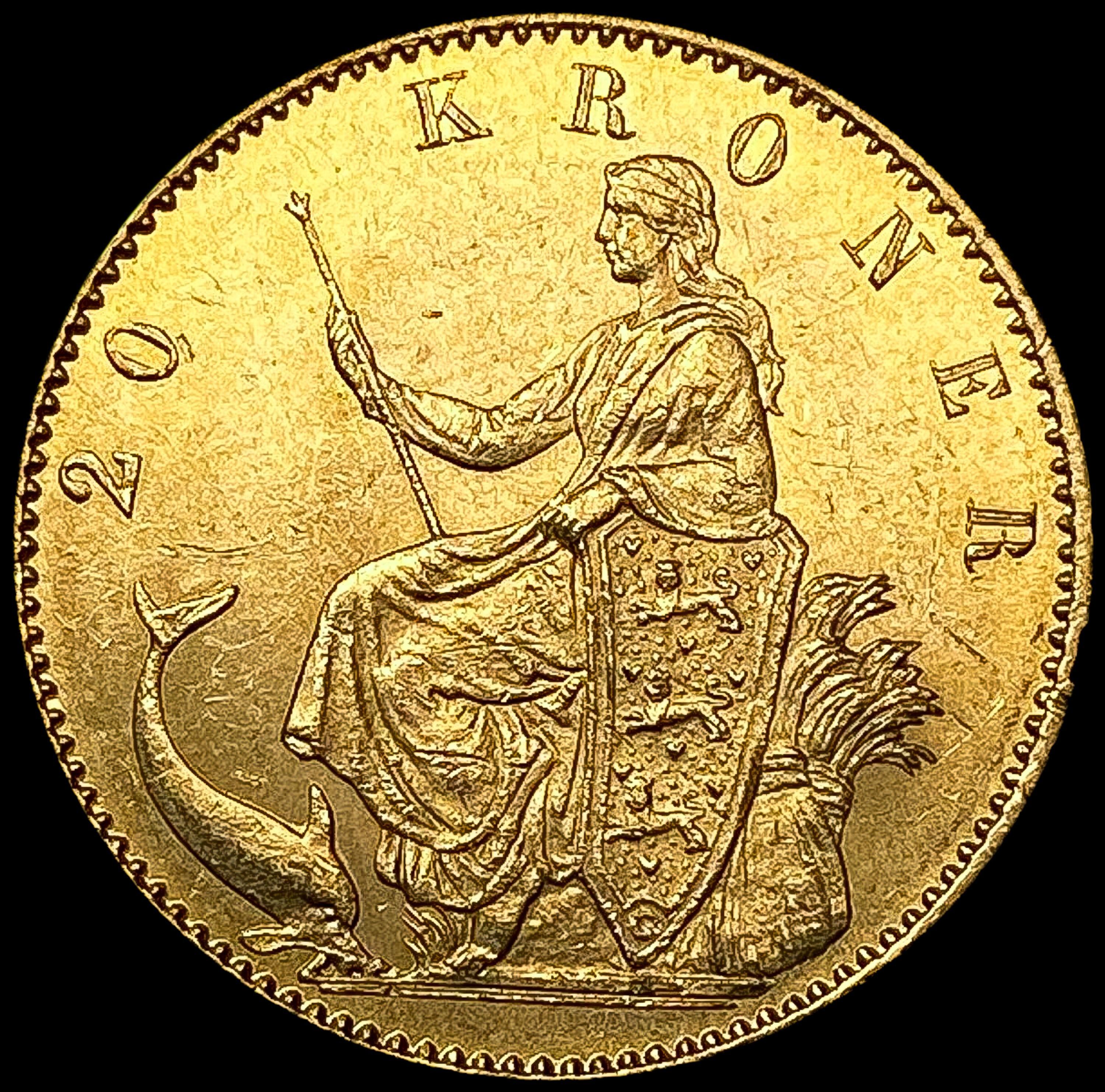 1873 Denmark .2593oz Gold 20 Kroner UNCIRCULATED
