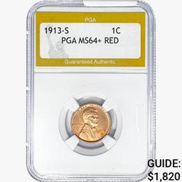 1913-S Wheat Cent PGA MS64+ RED