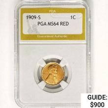 1909 Wheat Cent PGA MS64 RED