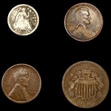 [4] Varied US Coinage (1916-S, 1864, 1854, 1914) L
