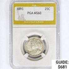 1893 Isabella Silver Quarter PGA MS60