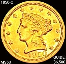 1850-O $2.50 Gold Quarter Eagle CHOICE BU