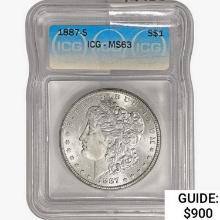 1887-S Morgan Silver Dollar ICG MS63