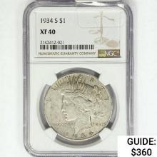 1934-S Silver Peace Dollar NGC XF40