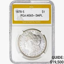 1878-S Morgan Silver Dollar PGA MS65+ DMPL