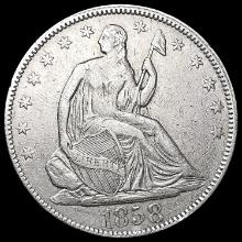 1858 Seated Liberty Half Dollar CLOSELY UNCIRCULAT