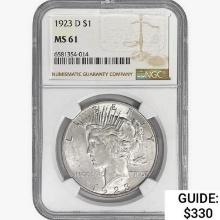 1923-D Silver Peace Dollar NGC MS61