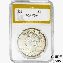 1935 Silver Peace Dollar PGA MS64