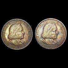 1893 (2) Columbian Half Dollars CHOICE AU