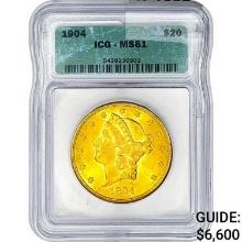 1904 $20 Gold Double Eagle ICG MS61