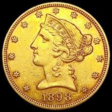 1898-S $5 Gold Half Eagle NEARLY UNCIRCULATED