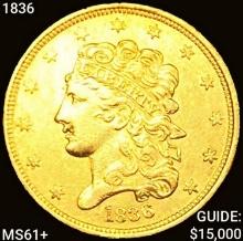 1836 $5 Gold Half Eagle UNCIRCULATED +