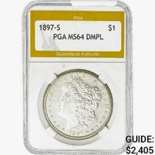 1897-S Morgan Silver Dollar PGA MS64 DMPL