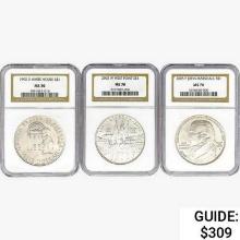 [3] Varied US Silver Coinage NGC MS70 [1992-D, 200