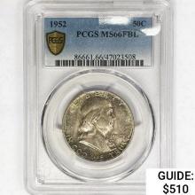 1952 Franklin Half Dollar PCGS MS66 FBL