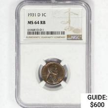 1931-D Wheat Cent NGC MS64 RB