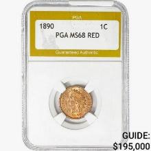 1890 Indian Head Cent PGA MS68 RED
