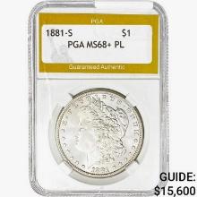 1881-S Morgan Silver Dollar PGA MS68+ PL