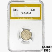 1865 Nickel Three Cent PGA MS64