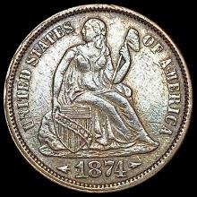 1874 Seated Liberty Dime CLOSELY UNCIRCULATED