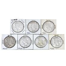 1922-1923 Silver Peace Dollars; Diff Mints [7 Coins]
