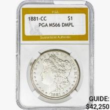 1881-CC Morgan Silver Dollar PGA MS66 DMPL