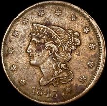1845 Lg Ltrs Braided Hair Large Cent CLOSELY UNCIRCULATED