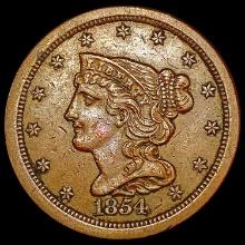 1854 Braided Hair Half Cent CLOSELY UNCIRCULATED